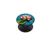 Cute Zen Frog Lotus Flower Retro Pop Art PopSockets Adhesive PopGrip