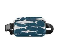 Cute Zipper Fanny Pack Sling Bag for small businessmen White Shark Lake Blue Wave Croose Body Purse with Adjustable Strap Small for Travel Vacation Running
