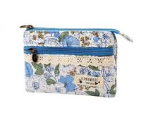 Cute Zipper Floral Coin Purses Small Flower Embroidered Change Pouch Women Girl Gift Bag Mini Flower Coin Wallet Vintage Trinkets Pouch(Blue)