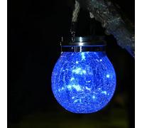 CUTEBAOO Solar Lantern Crackle Glass Ball, Amber Warm Solar Lanterns Outdoor Waterproof Solar Garden Decor Patio Lights with 2 Modes Hanging Solar Lights Outdoor Decorative Lantern,Blue-4pcs