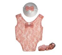 CUTEBBPHOTO Baby Girl Photography Props Infant Cute Newborn Vest Lace Romper Bodysuit Pictures Monthly Photo Shoot Outfits