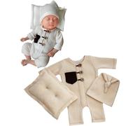 CUTEBBPHOTO Newborn Photography Outfits Boy Girl Baby Photo Romper Knit Bodysuit Outfit Prop, Beige, 0-3 Months
