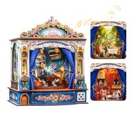 CUTEBEE 3D Wooden Puzzle Music Box Rotating Stage Model Building Kit | Gift for Adults, 3 Scenes Dream Parade Theatre,USB-C Powered LED, Musical Theatre Craft Kit, Creative Shelf Decor