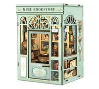 CUTEBEE Book Nook, 3D Puzzle With LED, DIY Miniature House Kits for Adults, Wooden Dollhouse Kit, Home Decor Creative Craft Gifts for Adults and Teens (Muse Bookstore)
