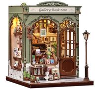 CUTEBEE Book Nook - DIY Dollhouse Kit Build yourself, A Retro and Artistic Miniature House, 3D Wooden Puzzle Bookend, Creative Bookshelf Decoration, Gifts for Family and Friends(Gellery Bookstore)