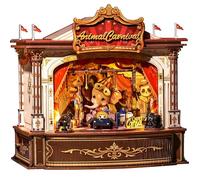 CUTEBEE Book Nook -Dollhouse Kit for Adults, DIY Rotatable Miniature House，Creative Bookshelf Decor,The Colourful World of Animals， Unique Gifts for Family and Friends（Animal Carnival）