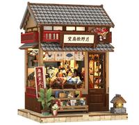 CUTEBEE Book Nook Kit -DIY Dollhouse for Adults, Miniature House with LED Light and Dust Cover, Japanese cultural style, Bookshelf Decor, Gifts for Family and Friends（Tsukino Eogi-dou）