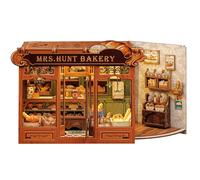 CUTEBEE Book Nook Kit - DIY Dollhouse Miniature House Decor Bookshelf 3D Puzzle With LED Light Model Kits, Crafts To Build Bookshelf Decor Gift for Book Lovers(Mrs Hunt Bakery)