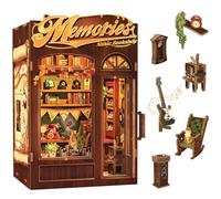 CUTEBEE Book Nook Kit - DIY Dollhouse Miniature House Kit for Adults, 3D Puzzle Wooden Bookends Bookshelf Decor Gifts (Memories Music Bookshop)