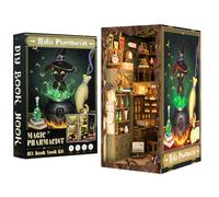 CUTEBEE Book Nook Kit - DIY Miniature Dollhouse Booknook Kit Age 14+ with Dust Cove and Led Light, 3D Wooden Library Model kits to Build, Bookends Bookshelf Decor Gift for Adults(Magic Pharmacist)