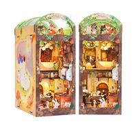 CUTEBEE Book Nook Kit, DIY Miniature Dollhouse Booknook Kits for Adults,3D Puzzles Wooden Bookend Model Building,Bookshelf Insert Decor Gift (Mole‘s Apartment)