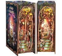 CUTEBEE Book Nook Kit - DIY Miniature Dollhouse Booknooks Kit for Adults, 3D Wooden Puzzle Bookend, Doll House Model Building, Bookshelf Insert Decor with LED Light for Teens(The Grace of the Forest)