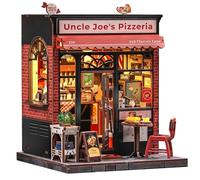 CUTEBEE Book Nook Kit - DIY Miniature House Dollhouse Kit for Adults and Teens, Booknook Tiny House Pizza Shop Bookshelf Decor 3D Wooden Puzzle, Gifts for Family, Friends (Uncle Joe's Pizzeria)