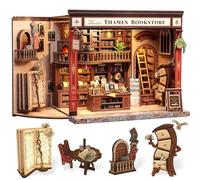 CUTEBEE Book Nook Kit -Dollhouse for Adults,Enchanted British Bookstore,DIY Miniature House with LED Lights,Bookshelf Decor,Unique Gift for Book Lovers（Thames Bookstore ）