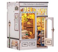 CUTEBEE DIY Book Nook Kit - Miniature House Kit for Adults & Teens with Sensor LED Light, 3D Wooden Puzzle Bookshelf Decor, Heartfelt Gifts for Lovers & Family (The Scholar's Bookstore)