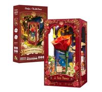 CUTEBEE The Little Prince Book Nook Kit - DIY Miniature House for Adults | 3D Wooden Puzzle Kit, Craft Set, Bookshelf Decor, Creative Gift for Book Lovers, LED Light & Dust Cover(My One and Only Rose)