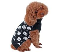 CuteBone Halloween Dog Sweater for Small Dogs Skull Knitted Pet Winter Clothes Sweater Warm Knit with Linen Hole DS35S-DE