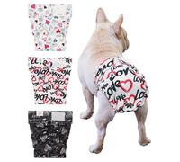 CuteBone Washable Female Dog Diapers No Tail Hole 3 Pack Puppy Training Pants for Docked-Tail Dogs WWD03M(For docked-tail, hearts, Medium)