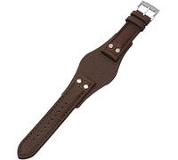 Cuteboom 22mm PU Watch Strap Fit for Fossil CH2564 CH2565 CH2891 CH3051 FS4813 ME3102 Men Handmade Rivet Wrist Band Bracelet (22mm,Brown Silver Buckle)