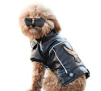 Cuteboom Winter Dog Coat, Faux Leather Dog Jackets, Motorcycle Jacket for Dogs, Waterproof Jackets, L