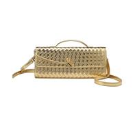 CuteClear Woven Clutch Purses for Women, PU Leather Shoulder Crossbody Evening Bag Satchel Handbag for Formal, Wedding, Party, Gold, L