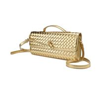 CuteClear Woven Clutch Purses for Women, PU Leather Shoulder Crossbody Evening Bag Satchel Handbag for Formal, Wedding, Party, Gold, L