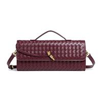 CuteClear Woven Clutch Purses for Women, PU Leather Shoulder Crossbody Evening Bag Satchel Handbag for Formal, Wedding, Party, Burgundy, L