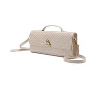 CuteClear Woven Clutch Purses for Women, PU Leather Shoulder Crossbody Evening Bag Satchel Handbag for Formal, Wedding, Party, White, L