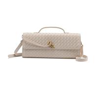 CuteClear Woven Clutch Purses for Women, PU Leather Shoulder Crossbody Evening Bag Satchel Handbag for Formal, Wedding, Party, White, L