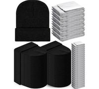 Cutecrop 100 Pcs Emergency Blankets Winter Beanie Hat Set Bulk for Men Women Knit Beanies Cold Weather Skull Caps Survival Blankets for First Aid Camping Homeless Care Multi