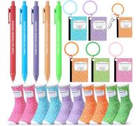 Cutecrop 15 Pcs Teacher Week Appreciation Gift in Bulk Thank You for Being Awesome Gifts Thank You Ballpoint Pens Funny Composition Notebook Keychains Socks for Nurse Employees Coworker Staff Team