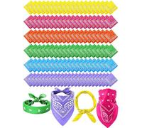 Cutecrop 200 Pcs Paisley Bandanas Bulk Unisex Cowboy Bandanas Novelty Headband Square Scarf for Women Men Party Costume, Neon, 21.26 x 21.26 inches