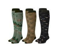 Cutecrop 3 Pairs Funny Hunting Socks for Men Novelty Knee High Hunters Tall Boot Socks Christmas Stocking Stuffers Gift for Hunting Lover Husband Dad Boyfriend