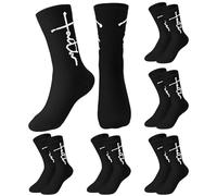 Cutecrop 6 Pairs Faith Christian Socks Embroidered Inspirational Religious Crew Socks for Men Women Catholic Saint God, Black, One Size