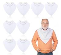 Cutecrop 8 Pcs Adult Drool Bib for Men Women Special Needs, Soft Absorbent Large Elderly Snap Bandana Bibs Set for Clothing Protector (White Colors)
