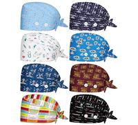 Cutecrop 8 Pcs Anesthesia Adjustable Working Caps with Button Sweet Dream are Made of Gourd Tie Back Bouffant Hats Sweatband Caps Breathable Hair Cover for Women Men