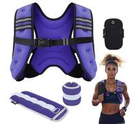 Cutecrop Weighted Vest Set for Women 10 lb Adjustable Rucking Vest for Women with a Pair of 2 lb Wrist Leg Arm Weights for Running, Walking, Workout and Strength Training (Purple)