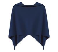 Cutecrop Women Poncho Sweater Knitted Cropped Shawl Wrap Lightweight Versatile Scarf Cape Neck Short Tops for Fall Winter, Navy Blue, One Size