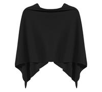 Cutecrop Women Poncho Sweater Knitted Cropped Shawl Wrap Lightweight Versatile Scarf Cape Neck Short Tops for Fall Winter, Black, One Size