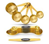Cuteefun 13 Piece Gold Measuring Cups and Spoons Set, Including 8 Magnetic Measuring Spoons Set with Leveler, 5 Cup Measurements Set, Stainless Steel Kitchen Gadgets for Liquid & Dry Ingredients