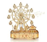 Cuteefun 3D Wooden Puzzle, Rotating Ferris Wheel, with Music Box, Mechanical Model Kits for Adults to Build, Wooden Mechanical Construction Set, Gift for Birthday Father's Day