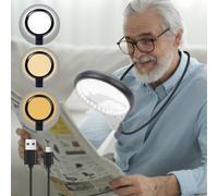 Cuteefun 5X/15X Magnifying Glass with 36 LED Lights, Hands Free Neckwear Reading Magnifier, 3 Color Mode, Adjustable Brightness, Rechargeable Flexible Gooseneck Magnifier for Seniors, Sewing, Repair
