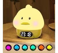 Cuteefun Alarm Clock Bedside With Light, Duck Night Light for Kids Bedroom, Rechargeable Digital Clock, Dual Alarms, Snooze, 9 Color Modes, Dimmable, Touch Sensor Bedside Table Lamp for Room Decor