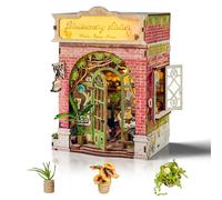 Cuteefun Book Nook Kits for Adults, DIY Blossom Workshop Miniatures Craft Kit with Lights, Mini Home Decor, Bookshelf Accessories & Adult Puzzles Present