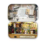 Cuteefun Box Theatre Miniature Kit, DIY Doll house with LED -Coffee Time