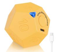 Cuteefun Cube Timer, Desk Rotation Pomodoro Timer, Rechargeable Productivity Timer with Vibration, 12 Sided Time Management, Adjustable Sound Alert for Kitchen, Study, Meeting, Yellow