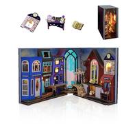 Cuteefun DIY Book Nook Kit, Bookend Shelf Insert, DIY Miniature Dolls House Kit for Adults to Build, Make Your Own Craft House Model for Birthday Father's day (Magic Mist Street)