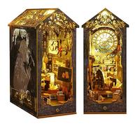 Cuteefun DIY Book Nook Kit, DIY Dollhouse Wood Bookend, Booknook Bookshelf Insert, DIY Miniature Dollhouse Kit, Bookends Model Build for Adult, Gift for Birthday Mother's Day (Detective Agency)