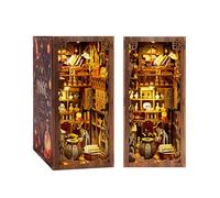 Cuteefun DIY Book Nook Kit, DIY Miniature Bookshelf Insert, 3D Wooden Bookend with LED Light, Delicate Decoration, Unique Gift for Adults Teen (Magic Night)