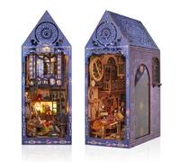 Cuteefun DIY Book Nook Kit, DIY Miniature Dolls House, Wooden Book Nook Dollhouse Kit for Adults to Build, Make Your Own Craft House Model for Birthday (Magic Research Society)